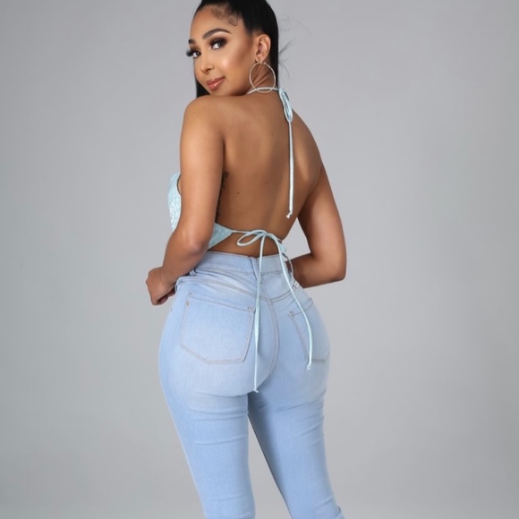 Semi-Annual Sale|Bluish Mint Halter Tie Top|New - Picture 2 of 3